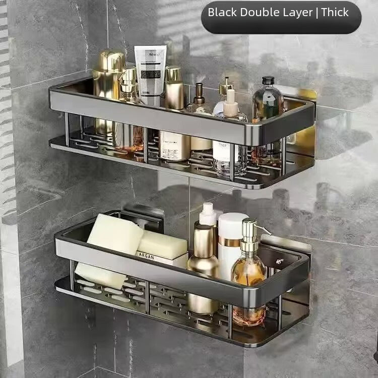 Bathroom Triangle Storage Rack Space Aluminum Nail-free Wall-mounted Corner Rack Rectangular Plate Rack Bathroom Tripod Storage Rack