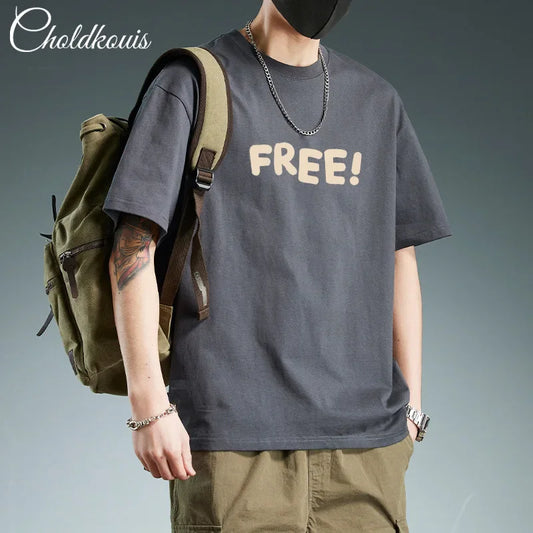 Trendy Pure Cotton Short Sleeve Men&#039;s T-Shirt Loose Fit Versatile Casual Half Sleeve Summer Time Fashion Icon Printed Tops